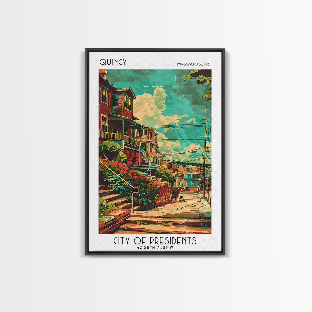 Quincy Travel Poster, Canvas Print, Travel Prints, Landscape Art, Art Print, Mid Century Wall Art, Travel Wall Art, Gallery Wall Set