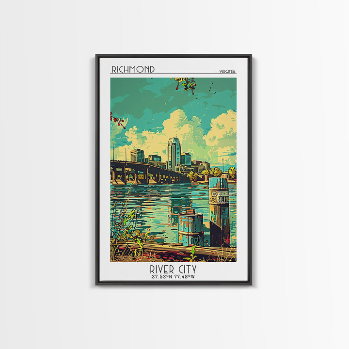 Richmond Virginia Travel Poster, Framed Canvas Print, Poster Print, Travel Wall Art, Home Office Decor, Travel Print, Travel Posters