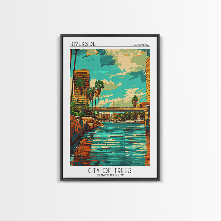 Riverside Travel Poster, Framed Canvas Print, Travel Prints, Landscape Art, Vintage Travel Art, City Travel Poster, Gallery Wall Set