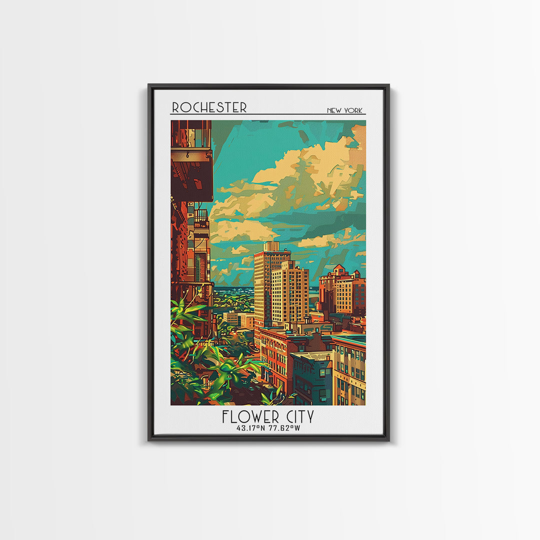Rochester New York Travel Poster, Canvas Print, Travel Wall Art, City Wall Art, Vintage Travel, City Art Print, Living Room Wall Art