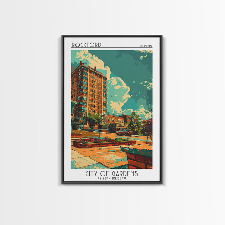Rockford Travel Poster, Canvas Print, Travel Prints, Landscape Art, Wanderlust Gift, Poster Art, Vintage Travel Art, Vintage Posters