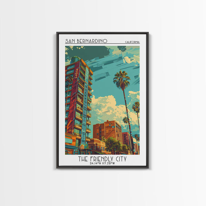 San Bernardino Travel Poster, Canvas Print, Travel Wall Decor, Minimalist Poster, City Illustration, Home Decor, Retro Travel Poster