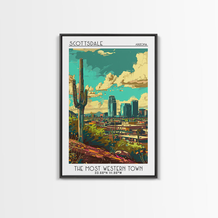 Scottsdale Travel Poster, Canvas Print, Travel Wall Decor, Minimalist Poster, Modern Wall Decor, Travel Posters, Retro Travel Poster