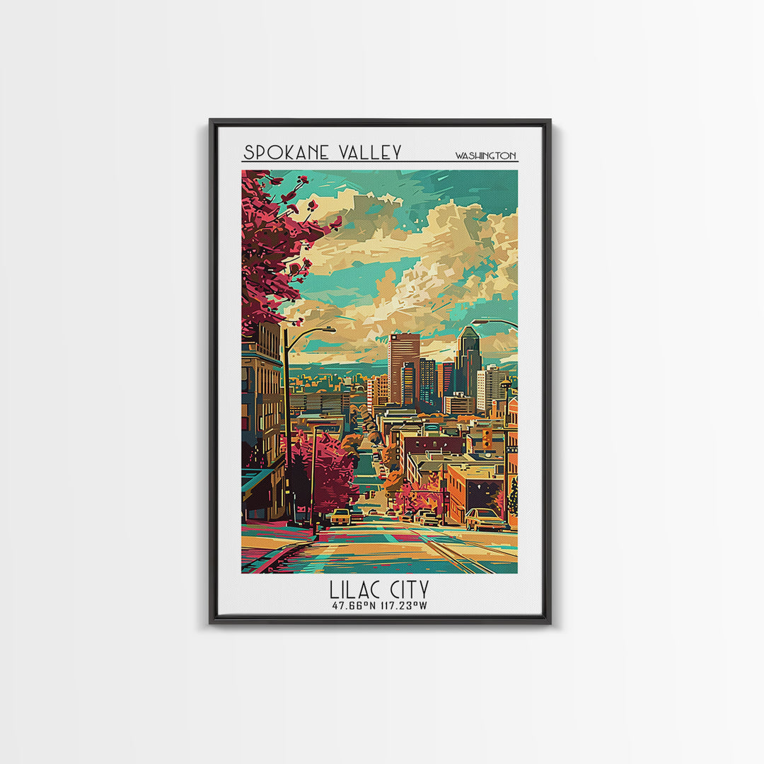Spokane Valley Washington Travel Poster, Canvas Print, Vintage Travel Print, City Wall Art, Fine Art Print, Wall Art, Vintage Poster