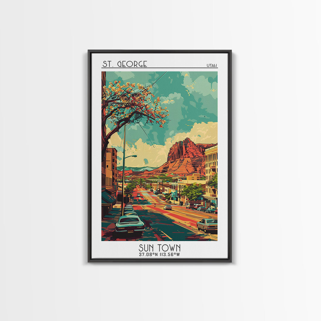 St George Travel Poster, Framed Canvas Print, City Travel Poster, Travel Wall Art, Home Office Decor, Travel Decor, Gallery Wall Set