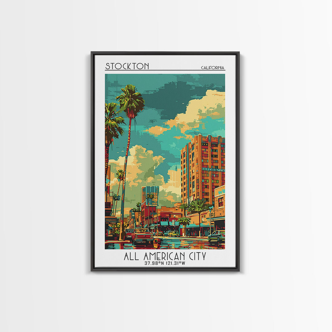 Stockton Travel Poster, Canvas Print, Poster Print, Travel Wall Art, Travel Prints, Vintage Travel, Travel Art Print, Travel Posters