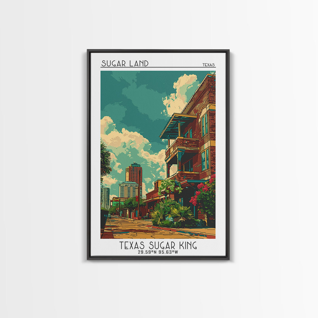 Sugar Land Travel Poster, Framed Canvas Print, City Travel Poster, Travel Wall Decor, Home Decor, Modern Wall Decor, Wanderlust Gift