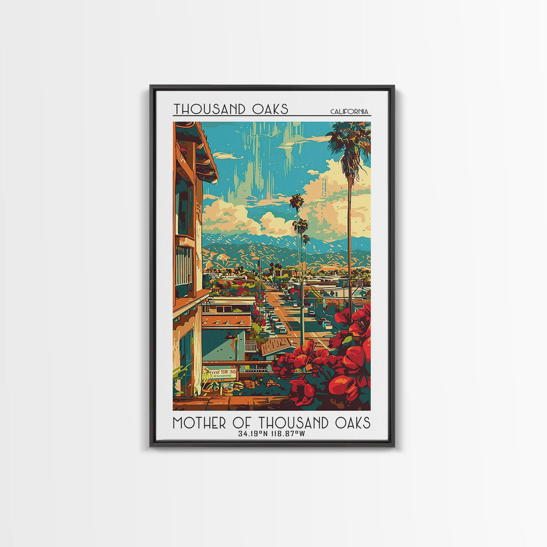 Thousand Oaks Travel Poster, Canvas Print, Retro Travel Poster, City Wall Art, Travel Wall Decor, Wanderlust Gift, Modern Wall Decor