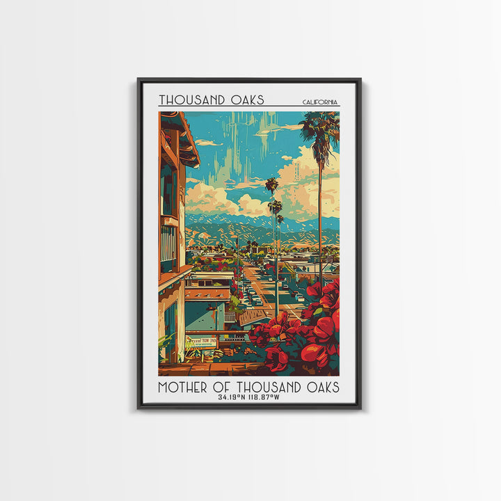 Thousand Oaks Travel Poster, Canvas Print, Retro Travel Poster, City Wall Art, Travel Wall Decor, Wanderlust Gift, Modern Wall Decor