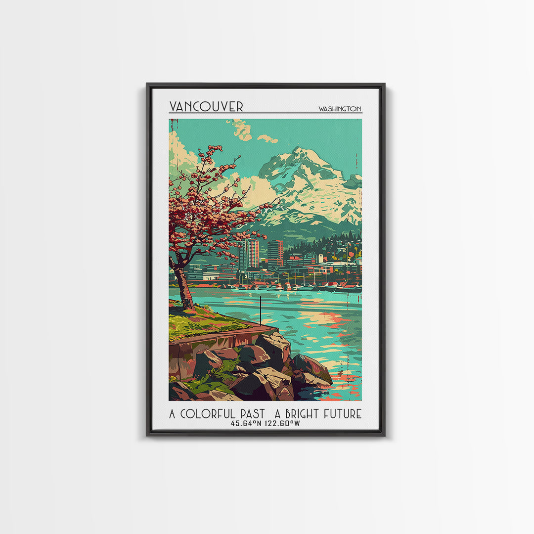 Vancouver Travel Poster, Framed Canvas Print, City Art Print, Travel Wall Art, City Travel Poster, Modern Wall Decor, Fine Art Print