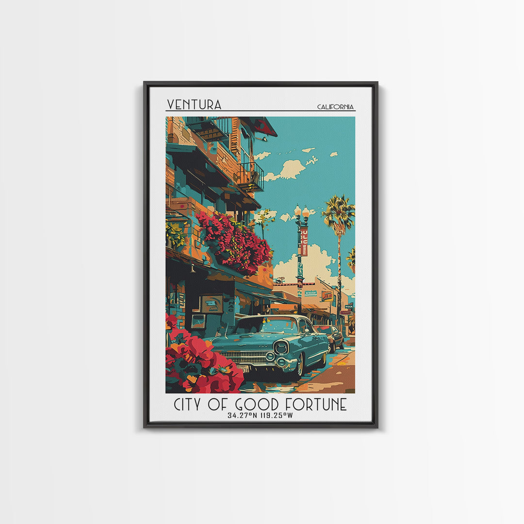 Ventura Travel Poster, Framed Canvas Print, Retro Wall Art, Travel Print, Poster Print, Vintage Travel Art, Travel Posters, Wall Art
