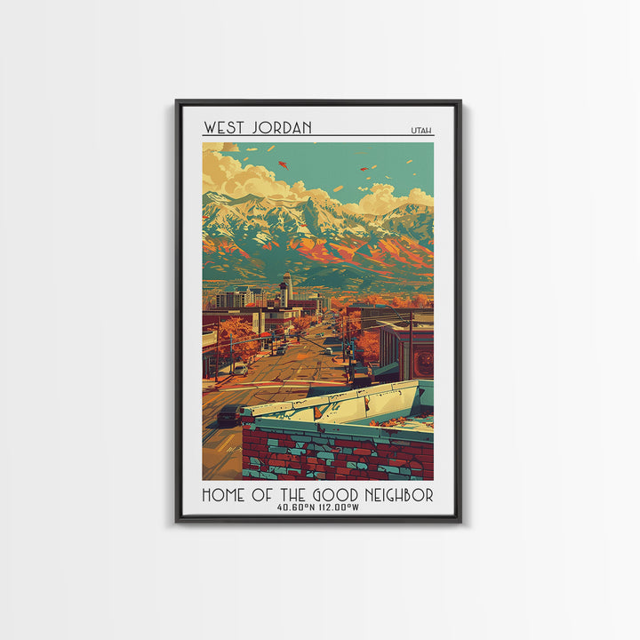 West Jordan Travel Poster, Canvas Print, Retro Travel Poster, City Wall Art, City Art Print, Travel Prints, Travel Decor, Poster Art