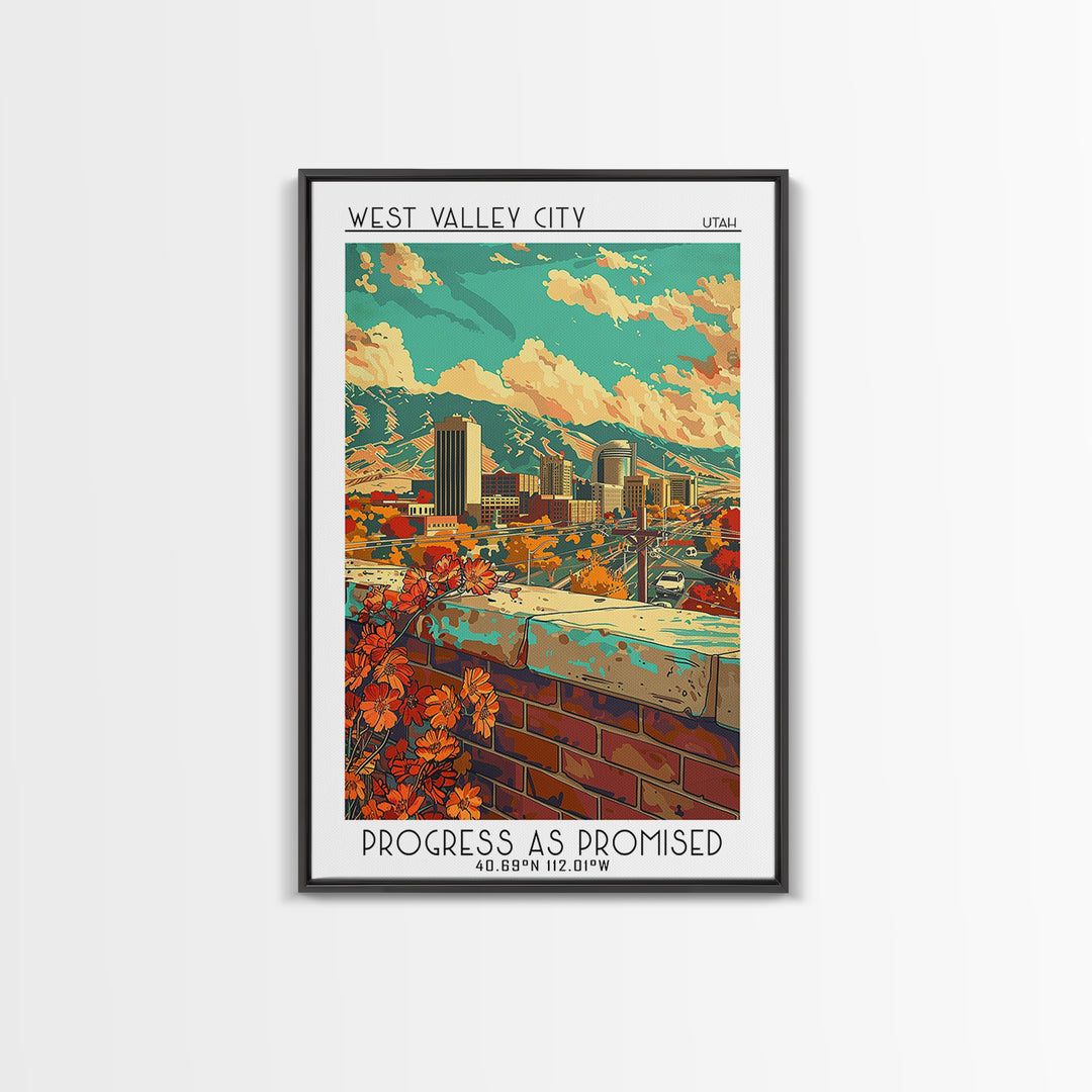 West Valley City Travel Poster, Framed Canvas Print, City Travel Poster, Travel Wall Decor, Home Decor, Fine Art Print, Travel Print