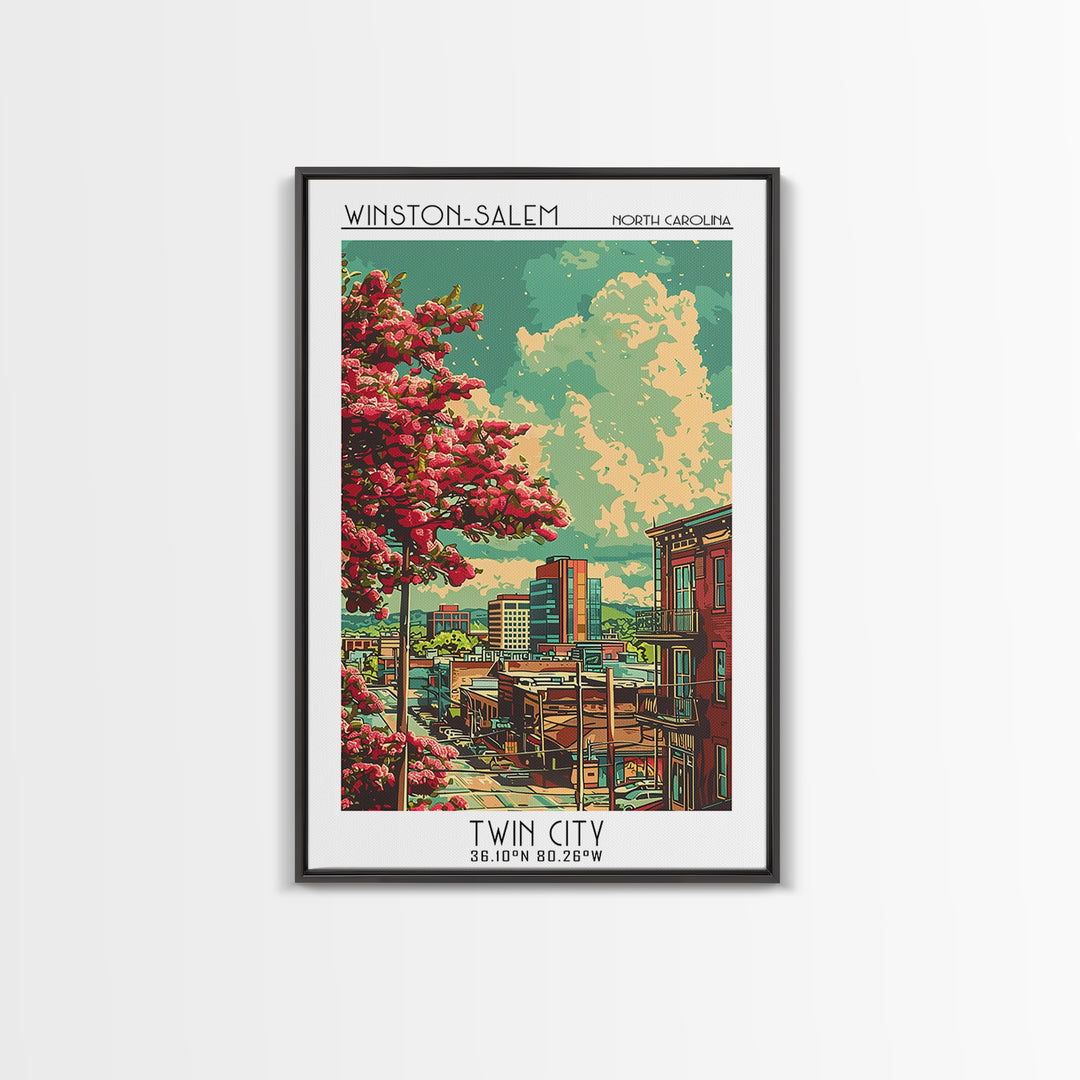 Winston-Salem Travel Poster, Framed Canvas Print, Travel Wall Decor, Minimalist Poster, Travel Prints, Home Office Decor, Home Decor