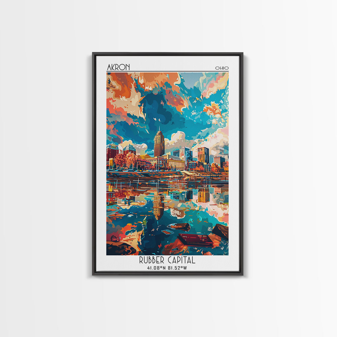 Akron Travel Poster, Canvas Print, Poster Print, Travel Wall Art, Gallery Wall Set, City Wall Art, Fine Art Print, Minimalist Poster