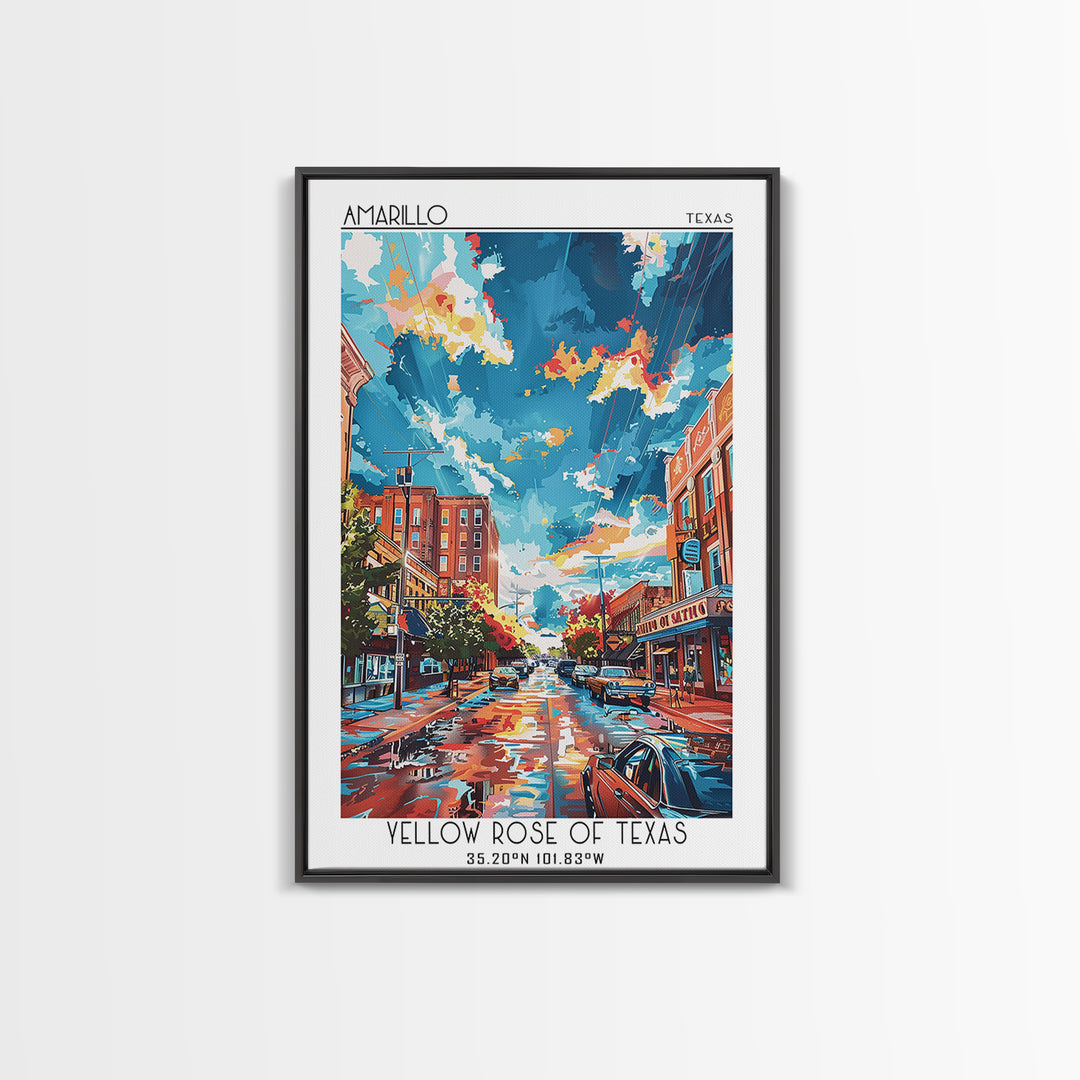 Amarillo Travel Poster, Canvas Print, City Travel Poster, Vintage City Poster, Vintage Travel Print, Travel Wall Art, City Art Print