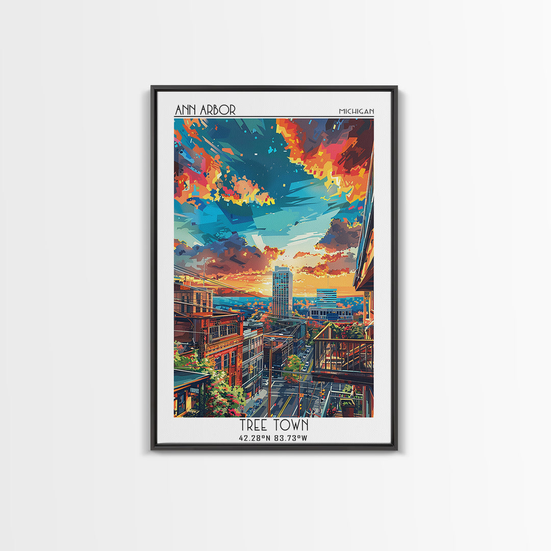 Ann Arbor Travel Poster, Canvas Print, Travel Art Print, Modern Wall Decor, Poster Print, Home Office Decor, Travel Print, Art Print