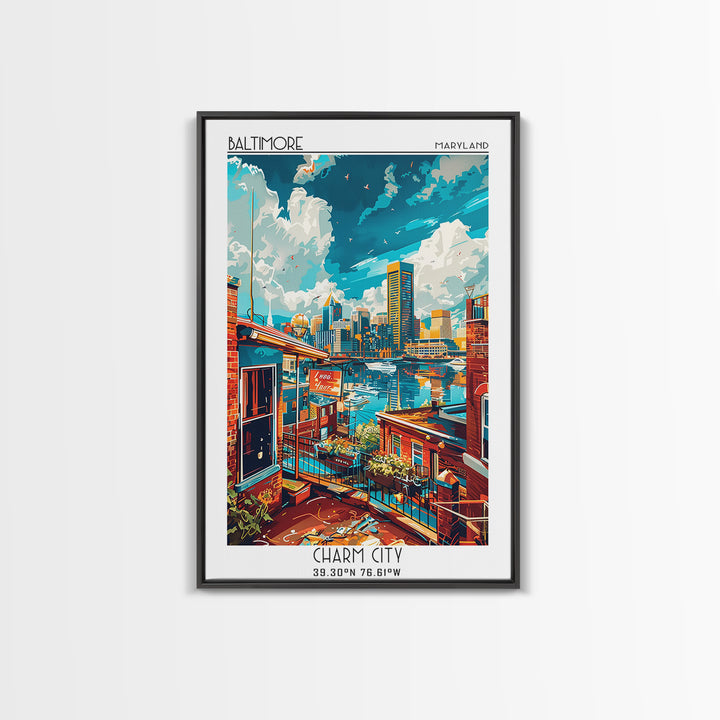 Baltimore Travel Poster, Canvas Print, Travel Wall Decor, Minimalist Poster, Wall Art, Landscape Art, Poster Art, Retro Travel Print