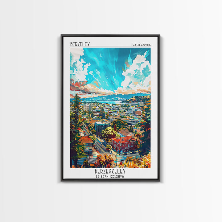 Berkeley Travel Poster, Framed Canvas Print, Vintage Travel Print, City Wall Art, Retro Wall Art, Vintage Travel Art, Vintage Poster
