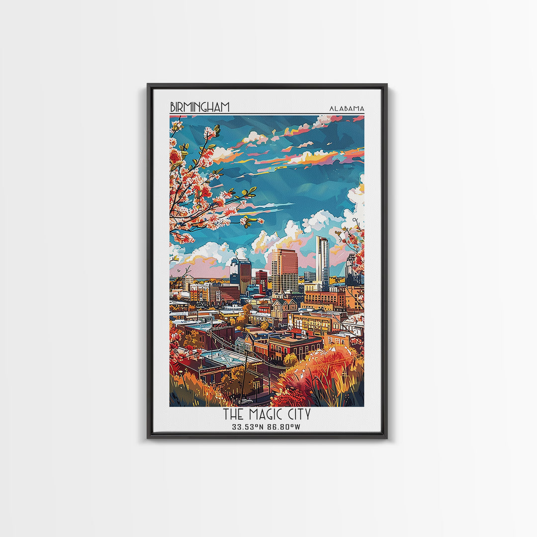 Birmingham Travel Poster, Framed Canvas Print, City Travel Poster, Travel Wall Art, Poster Art, Colorful Wall Art, Minimalist Poster