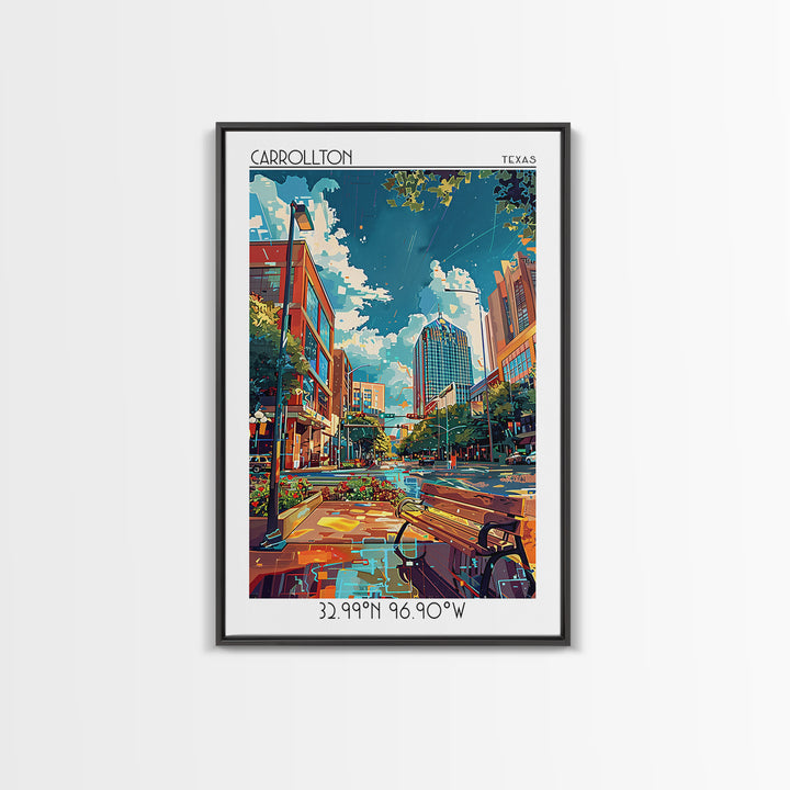 Carrollton Travel Poster, Framed Canvas Print, Retro Wall Art, Travel Print, City Art Print, Mid Century Wall Art, Home Office Decor