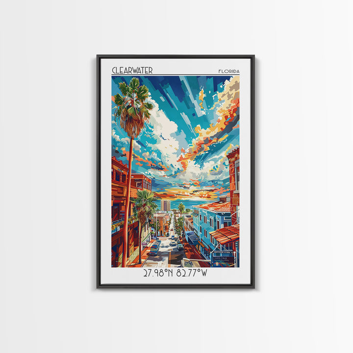 Clearwater Travel Poster, Framed Canvas Print, Poster Print, Travel Wall Art, Travel Posters, Travel Wall Decor, Retro Travel Poster