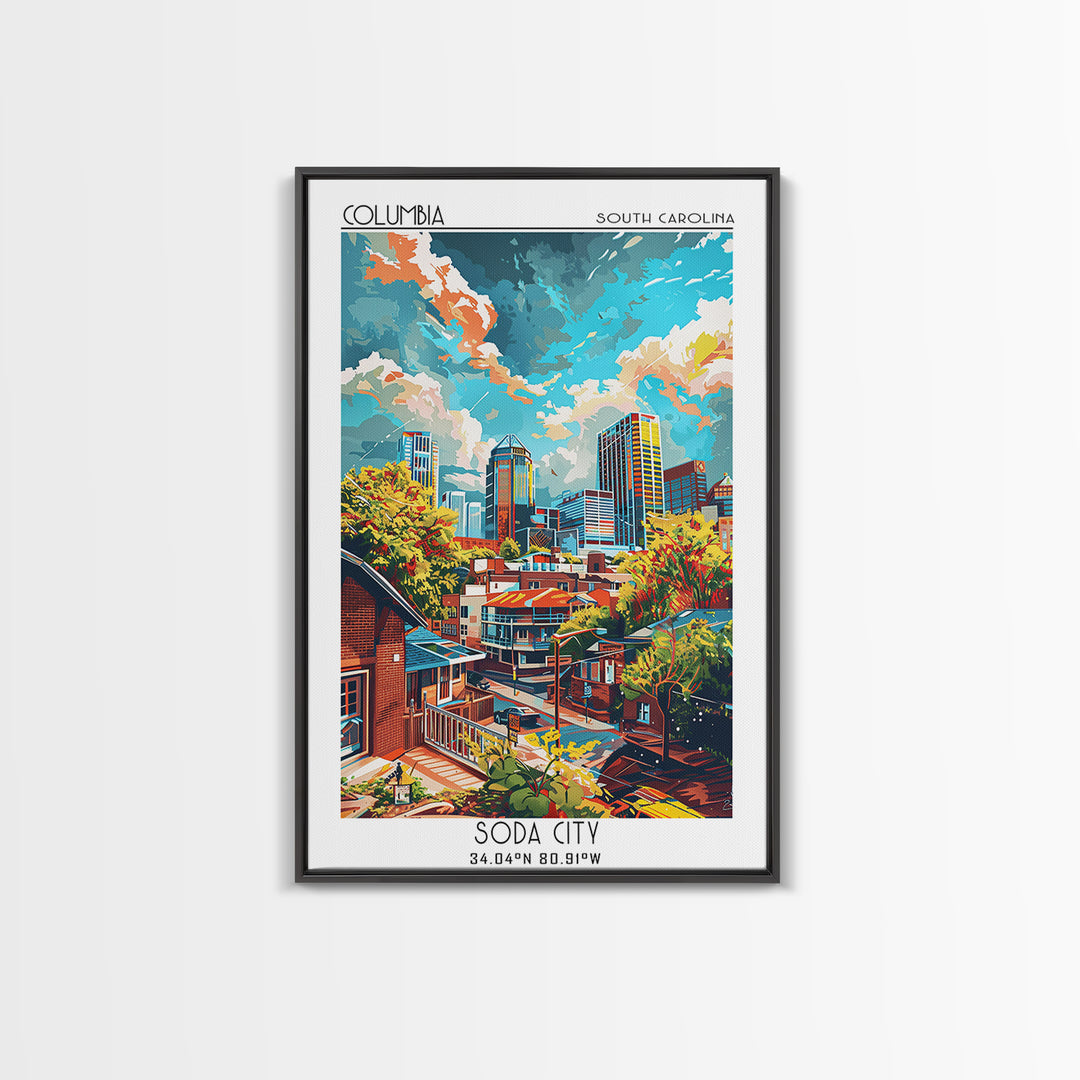 Columbia Travel Poster, Framed Canvas Print, City Travel Poster, Travel Wall Art, Gallery Wall Set, Fine Art Print, Travel Art Print