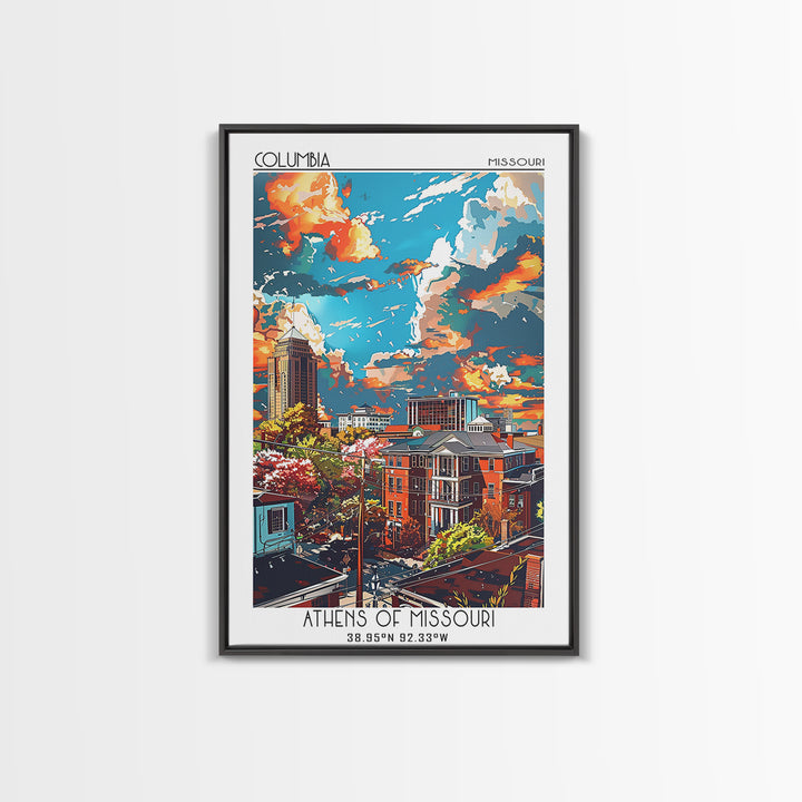 Columbia South Carolina Travel Poster, Canvas Print, City Travel Poster, Vintage City Poster, City Illustration, Retro Travel Poster