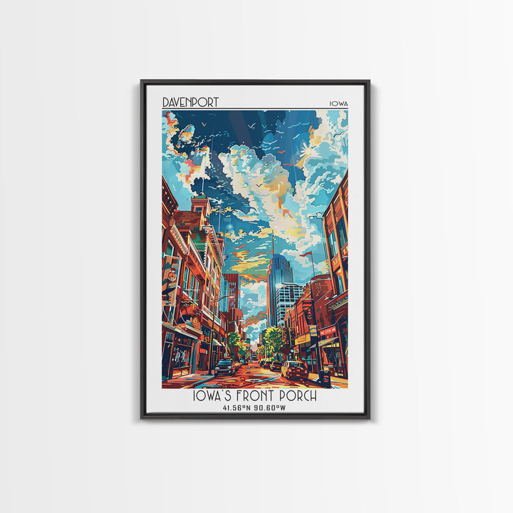 Davenport Travel Poster, Canvas Print, Travel Prints, Landscape Art, Retro Travel Print, City Art Print, Travel Wall Decor, Wall Art