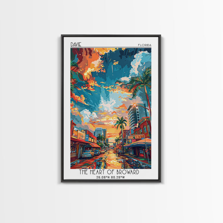 Davie Travel Poster, Framed Canvas Print, Retro Travel Poster, City Wall Art, Retro Travel Print, City Travel Poster, Retro Wall Art