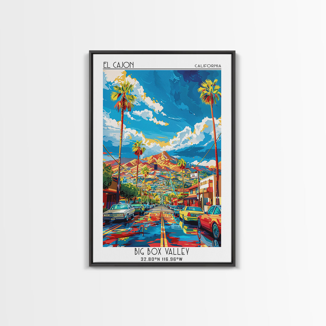 El Cajon Travel Poster, Canvas Print, Retro Travel Poster, City Wall Art, Poster Print, Art Print, Landscape Art, City Travel Poster