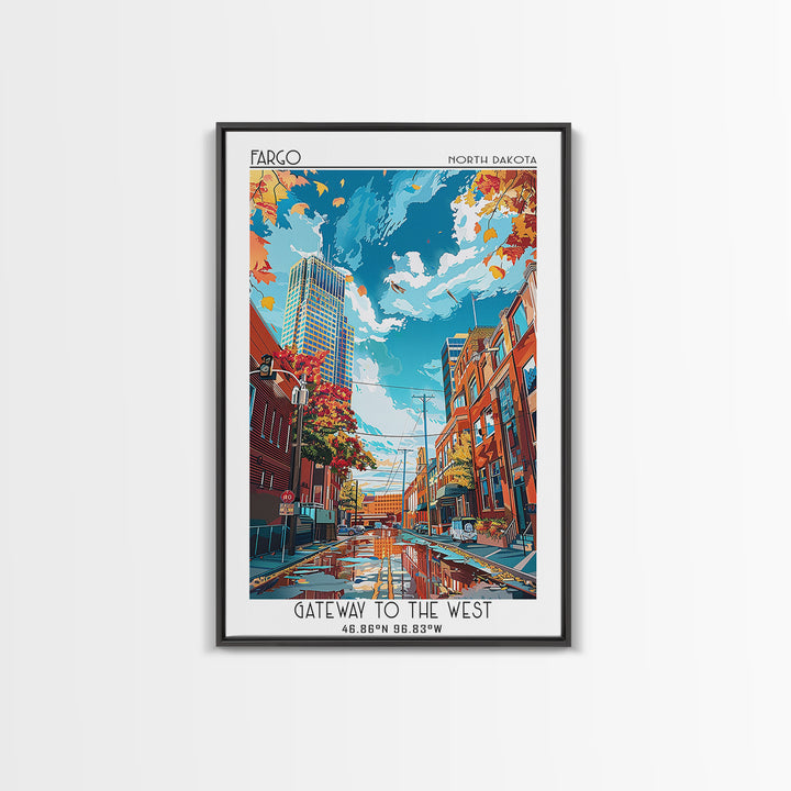 Fargo Travel Poster, Framed Canvas Print, Poster Print, Travel Wall Art, City Travel Poster, Living Room Wall Art, Modern Wall Decor