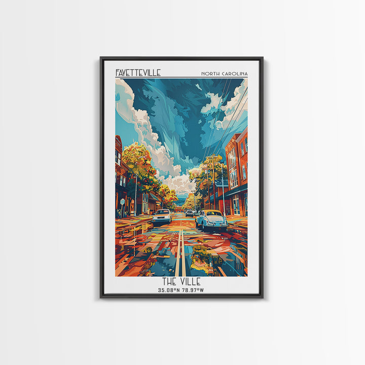 Fayetteville Travel Poster, Framed Canvas Print, Travel Wall Decor, Minimalist Poster, Art Print, City Art Print, City Travel Poster