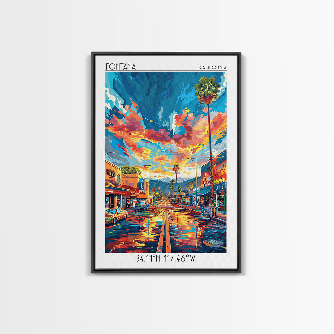 Fontana Travel Poster, Canvas Print, Poster Print, Travel Wall Art, Living Room Wall Art, Landscape Art, Wanderlust Gift, Home Decor