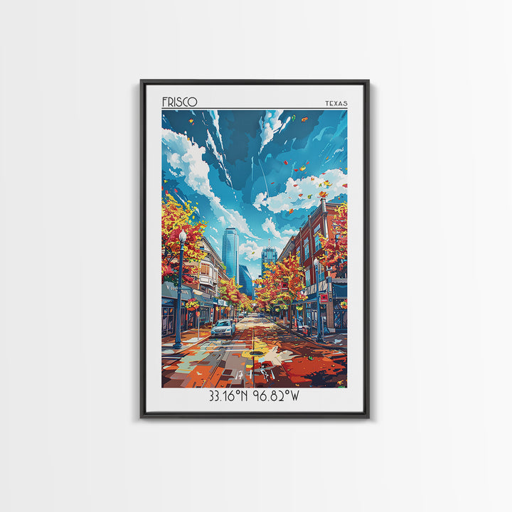 Frisco Travel Poster, Framed Canvas Print, Poster Print, Travel Wall Art, Travel Decor, Art Print, City Art Print, City Illustration