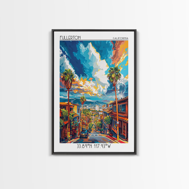 Fullerton Travel Poster, Canvas Print, City Travel Poster, Vintage City Poster, Vintage Travel Print, Travel Posters, City Art Print
