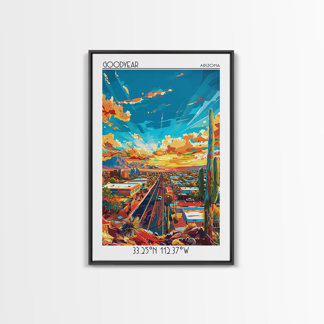 Goodyear Travel Poster, Framed Canvas Print, City Travel Poster, Travel Wall Art, Travel Print, Vintage Travel Print, Vintage Travel