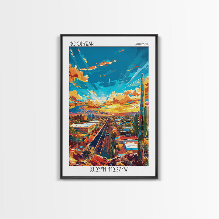 Goodyear Travel Poster, Framed Canvas Print, City Travel Poster, Travel Wall Art, Travel Print, Vintage Travel Print, Vintage Travel
