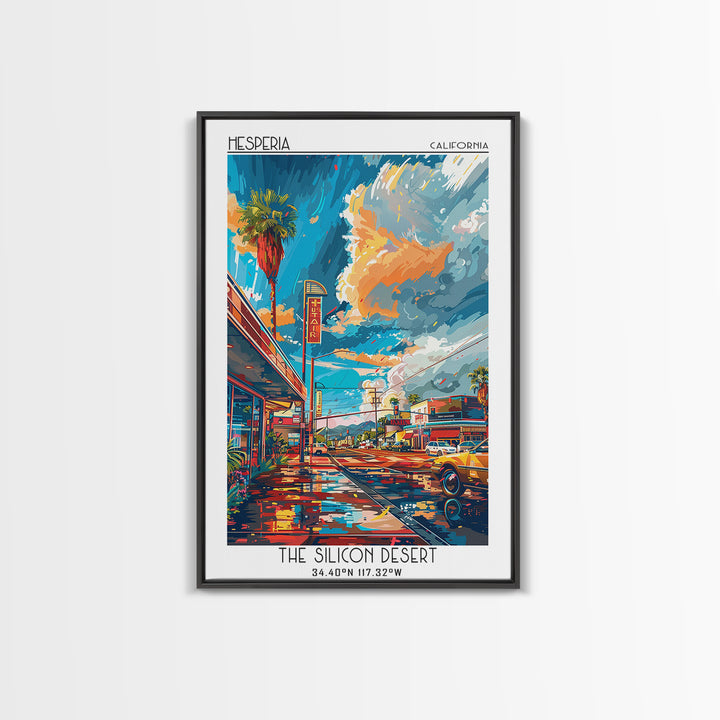 Hesperia Travel Poster, Canvas Print, Vintage Travel Print, City Wall Art, Vintage Travel Art, Wanderlust Gift, Living Room Wall Art