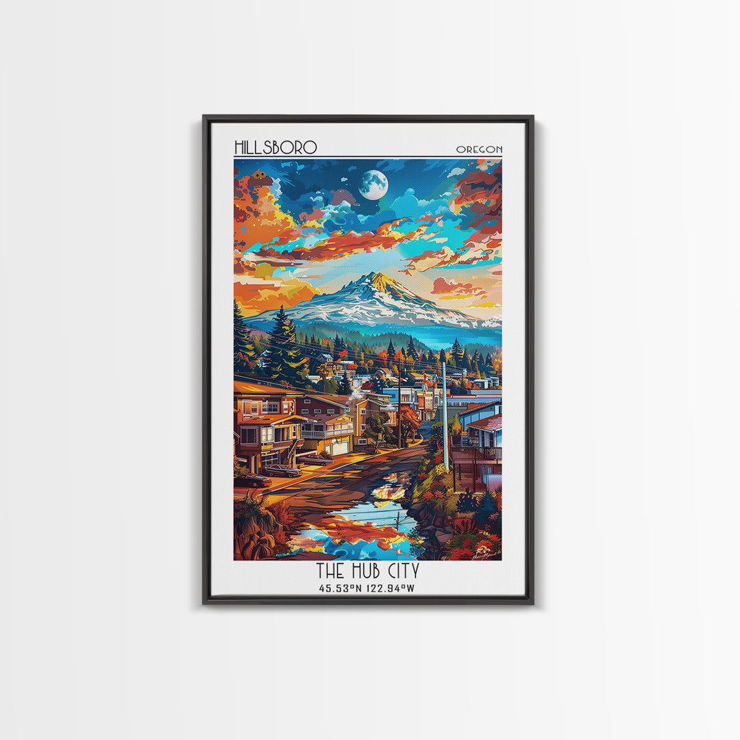 Hillsboro Travel Poster, Canvas Print, Poster Print, Travel Wall Art, Travel Art Print, Retro Wall Art, Art Print, Home Office Decor