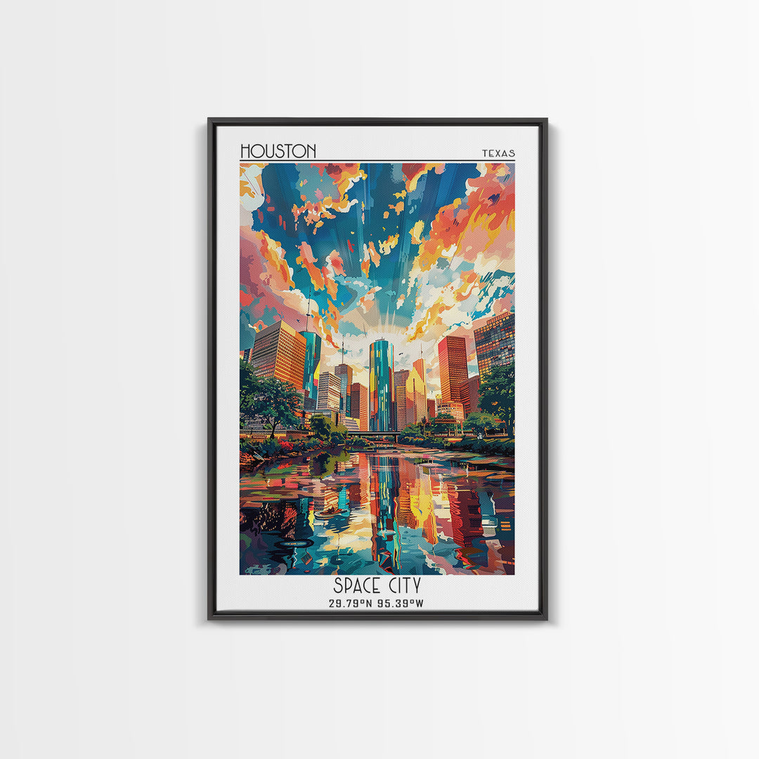 Houston Travel Poster, Canvas Print, Vintage Travel Print, City Wall Art, Wall Art, Retro Travel Print, Poster Art, Travel Art Print