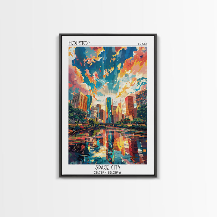 Houston Travel Poster, Canvas Print, Vintage Travel Print, City Wall Art, Wall Art, Retro Travel Print, Poster Art, Travel Art Print