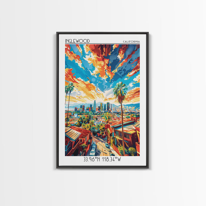 Inglewood Travel Poster, Canvas Print, Travel Wall Decor, Minimalist Poster, City Travel Poster, City Wall Art, Living Room Wall Art