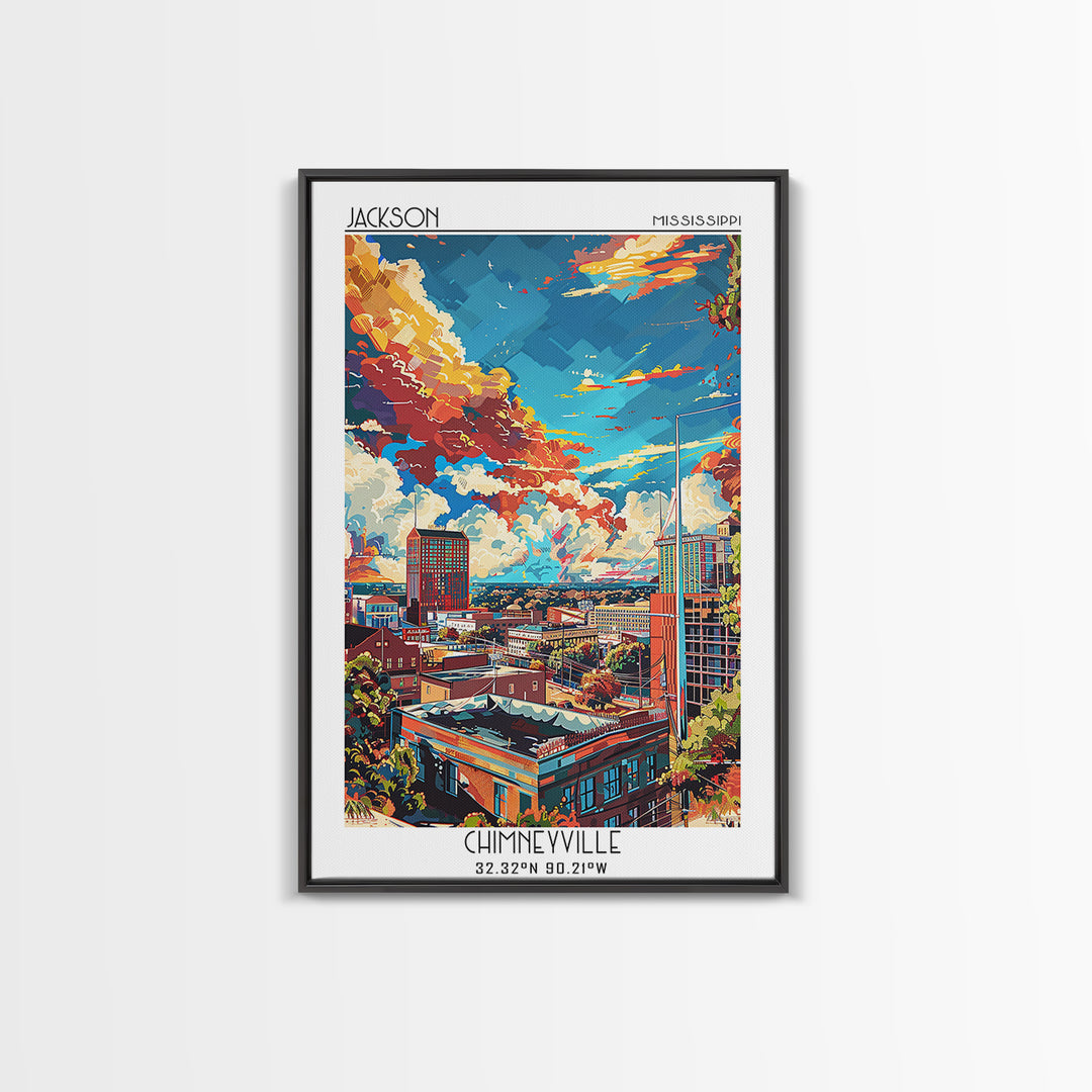 Jackson Travel Poster, Framed Canvas Print, Retro Travel Poster, City Wall Art, Vintage Posters, Wanderlust Gift, Retro Travel Print