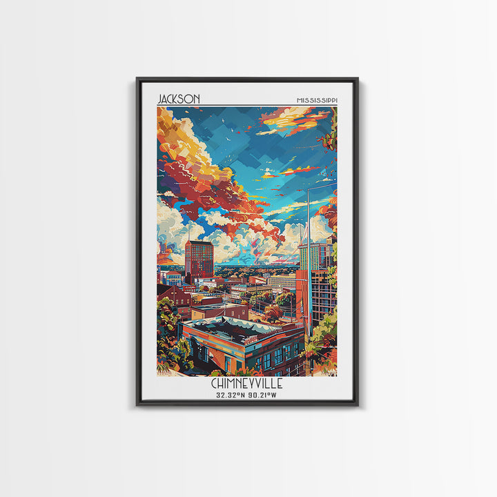 Jackson Travel Poster, Framed Canvas Print, Retro Travel Poster, City Wall Art, Vintage Posters, Wanderlust Gift, Retro Travel Print