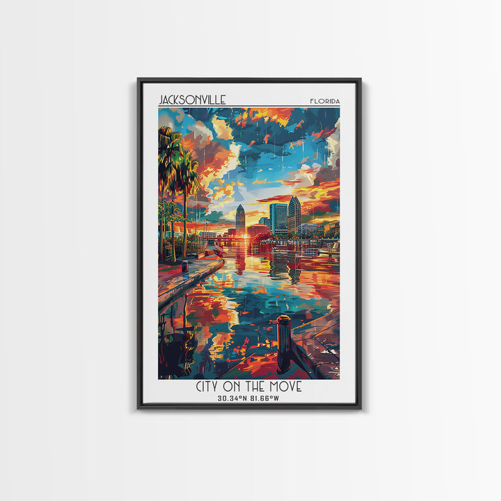 Jacksonville Travel Poster, Framed Canvas Print, Retro Travel Poster, City Wall Art, Travel Art Print, Vintage Posters, Poster Print