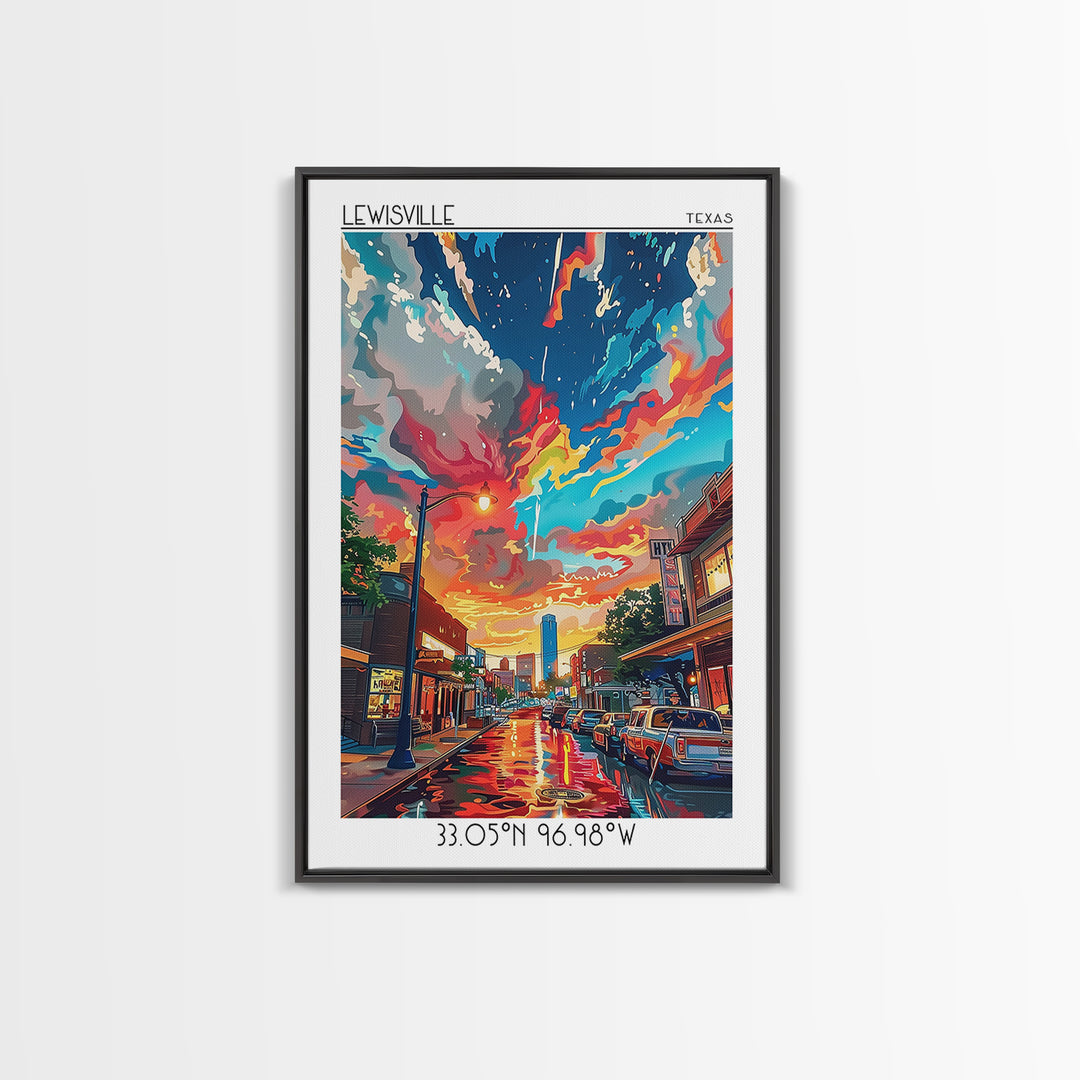 Lewisville Travel Poster, Canvas Print, Retro Wall Art, Travel Print, City Travel Poster, Art Print, Vintage Poster, Vintage Posters