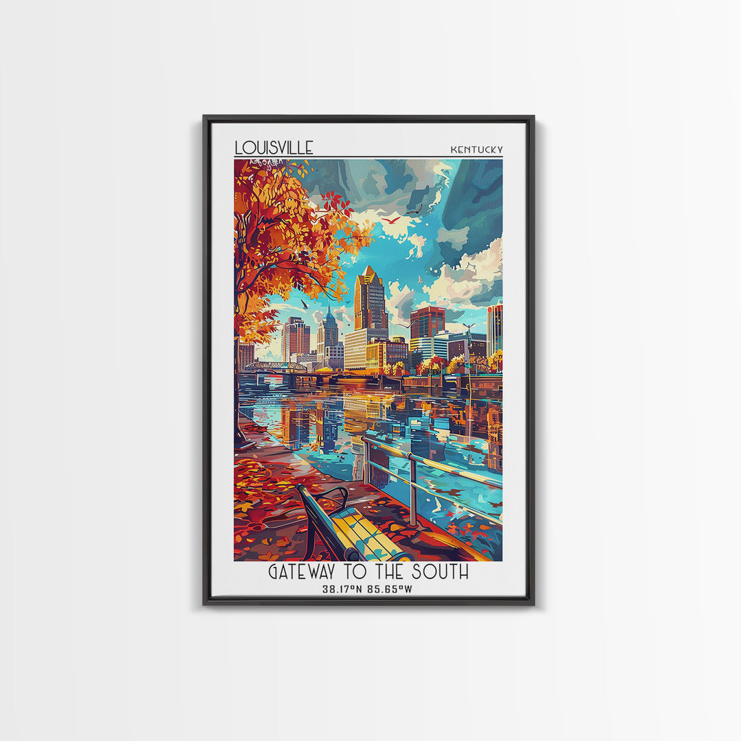 Louisville Travel Poster, Canvas Print, Travel Prints, Landscape Art, Travel Wall Decor, Art Print, Mid Century Wall Art, Home Decor