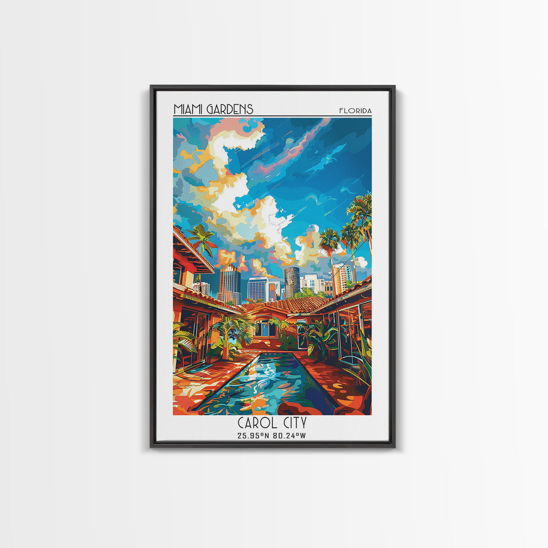 Miami Gardens Travel Poster, Canvas Print, Travel Art Print, Modern Wall Decor, Landscape Art, Wanderlust Gift, Living Room Wall Art
