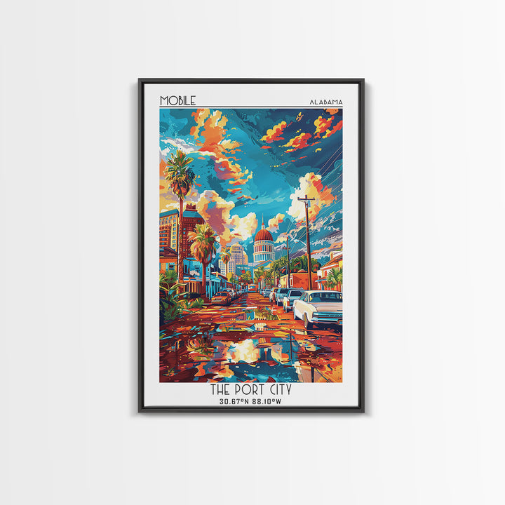 Mobile Travel Poster, Framed Canvas Print, Travel Wall Decor, Minimalist Poster, Poster Art, Retro Travel Poster, Retro Travel Print